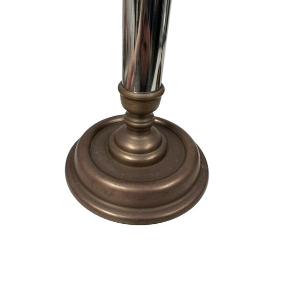 Vintage Mixed Metal Candlesticks Brass and Steel With Pantina 12' tall MCM - Picture 3 of 13